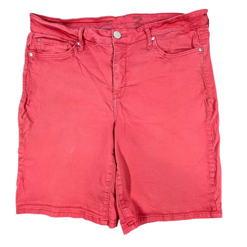 Seven7 Holly Berry Red Sunset Bermuda Shorts Stretch Womens Size 16 - Picture 1 of 9